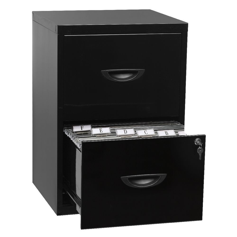 Soho 2 Drawer Filing Cabinet Black Officeworks With Filing Cupboards (View 10 of 25)