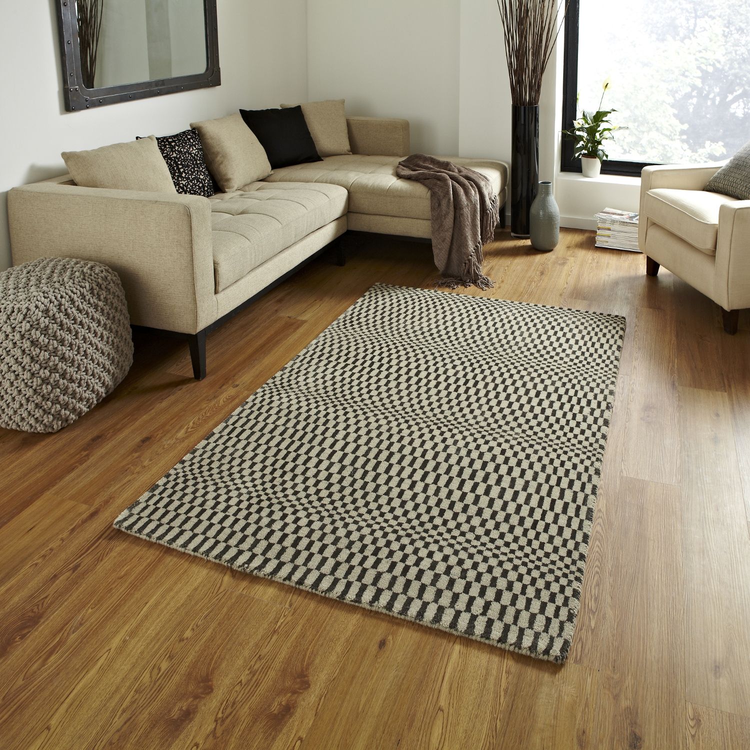 Sonic Wave Effect Optical Illusion Large Floor Mat 100 Wool Hand With Large Floor Rugs (View 7 of 15)