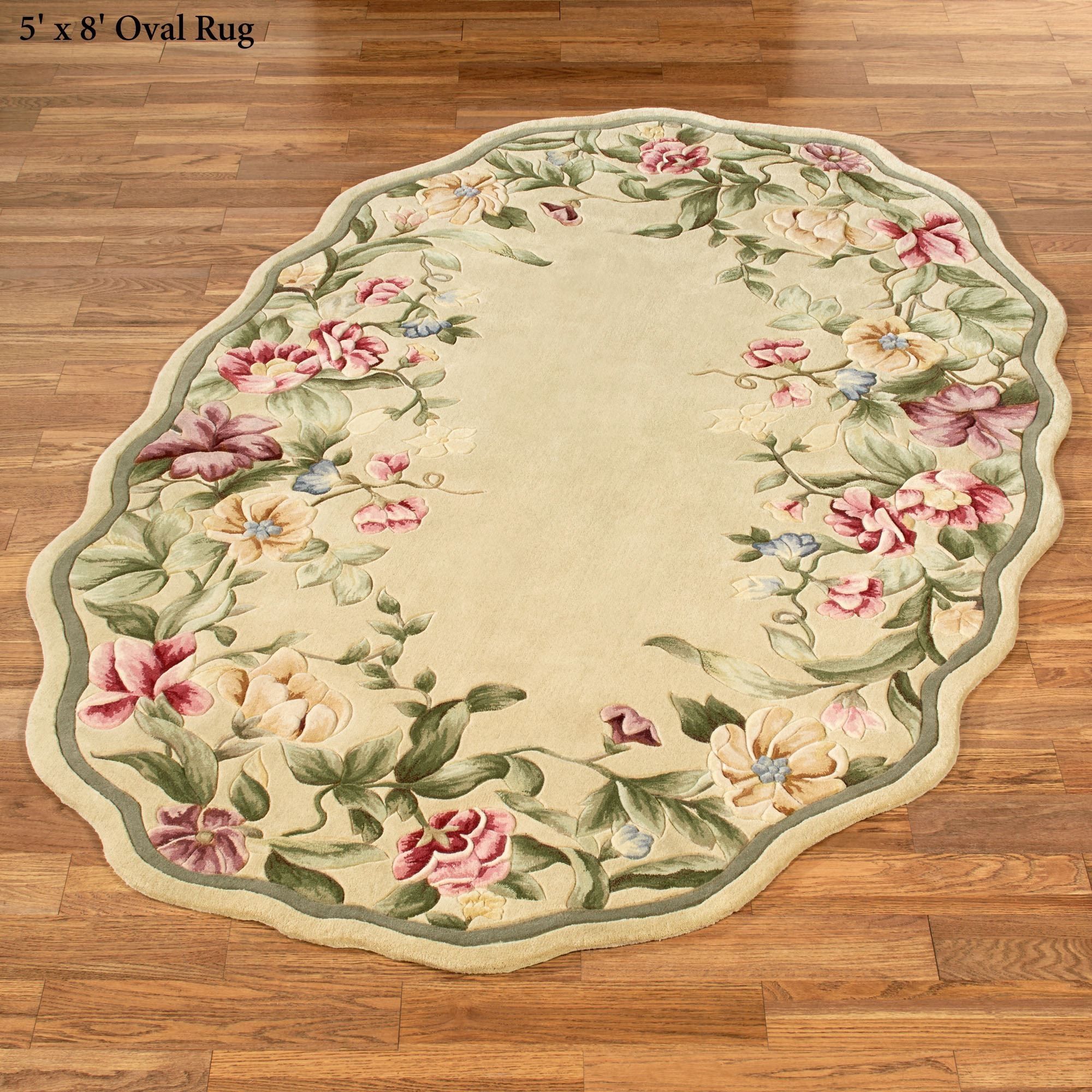 Spring Garden Scalloped Floral Oval Rugs With Oval Rugs (View 2 of 15)