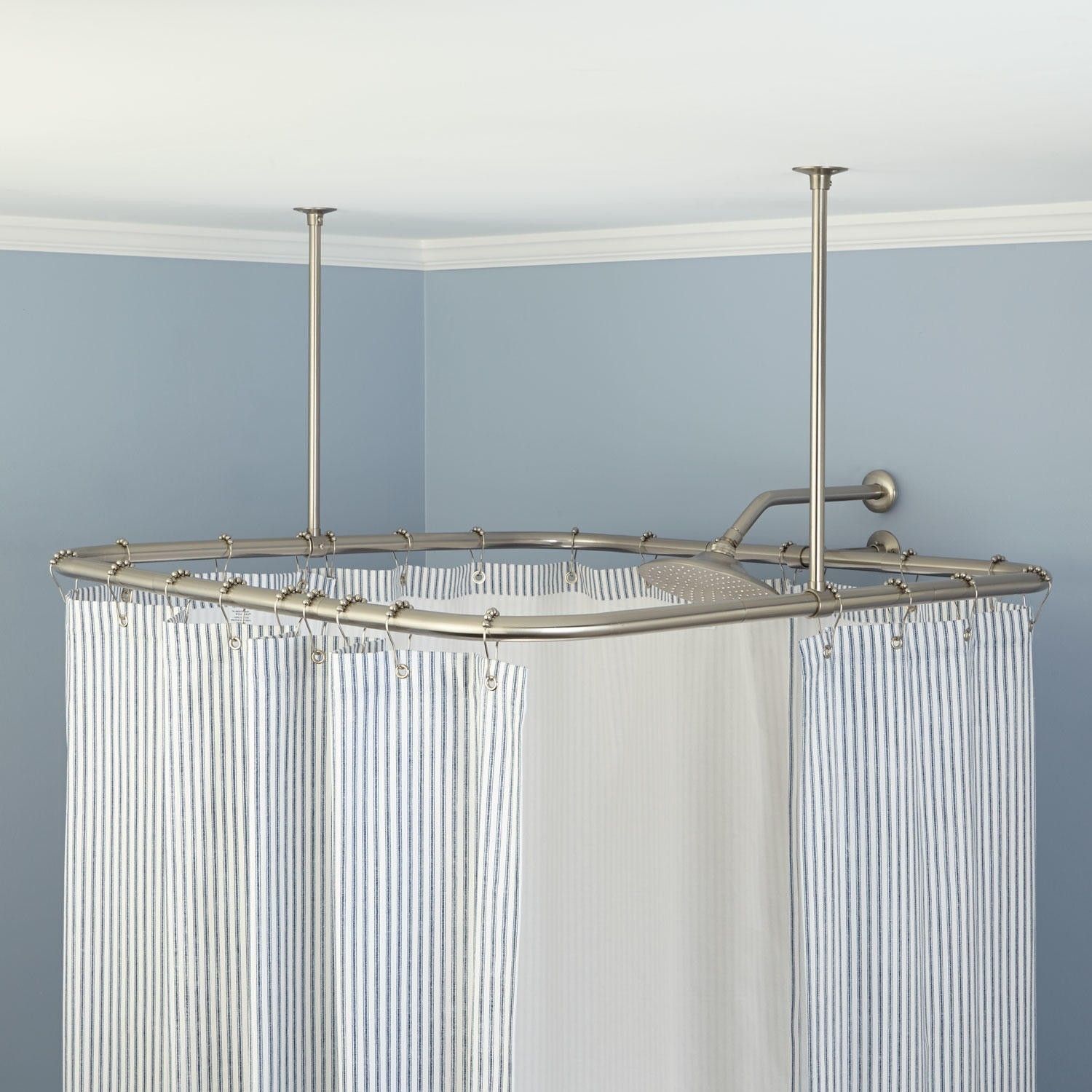 Startling Wall Mounted Shower Curtain Rod Bathroom Mount Gordyn Inside Shower Curtain Wall Mounts (Photo 2 of 25)