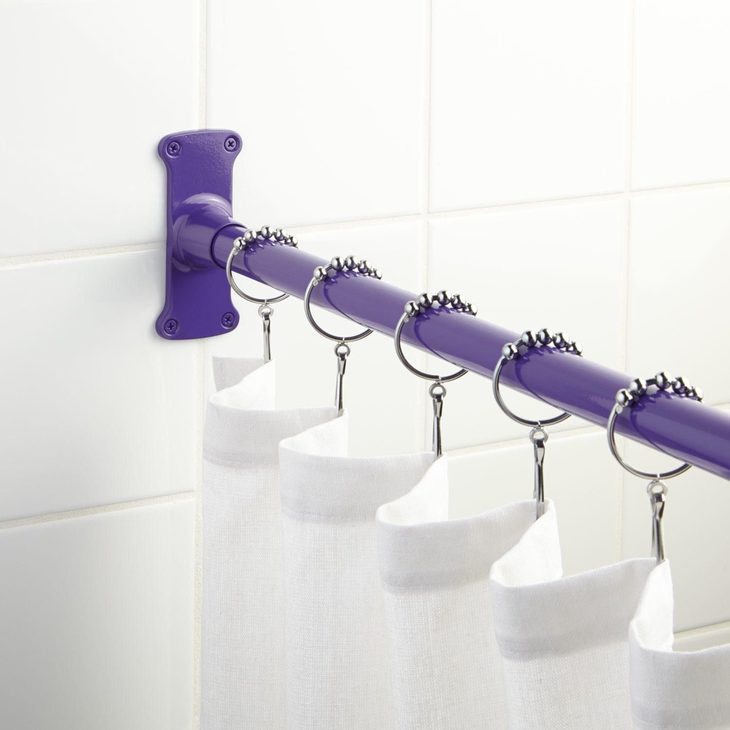 Straight Purple Shower Curtain Rod Bathroom For Deep Curtain Rods (View 15 of 25)