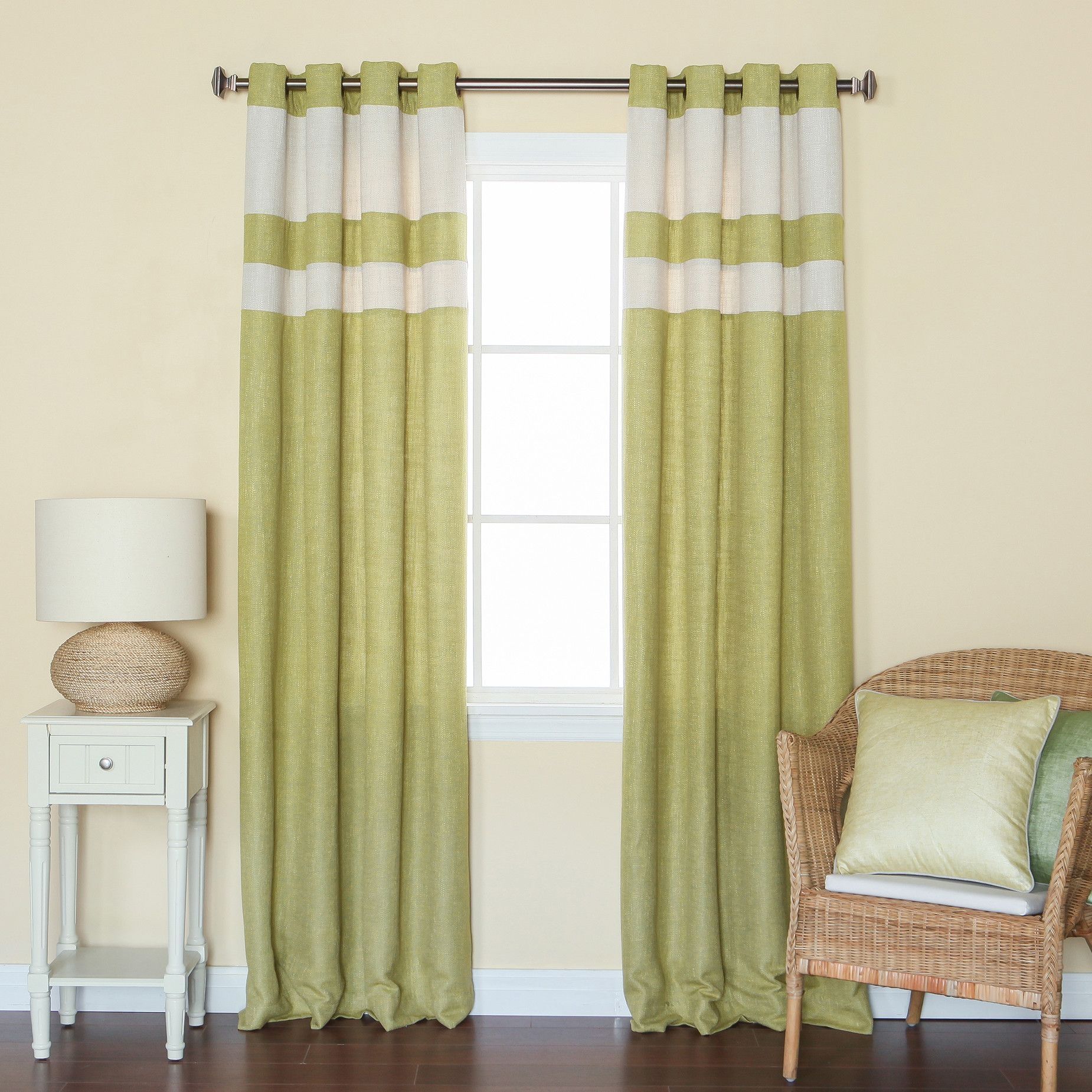 Striped Heavyweight Textured Faux Linen Grommet Top Curtain Panels Regarding Linen Grommet Curtains (View 5 of 25)