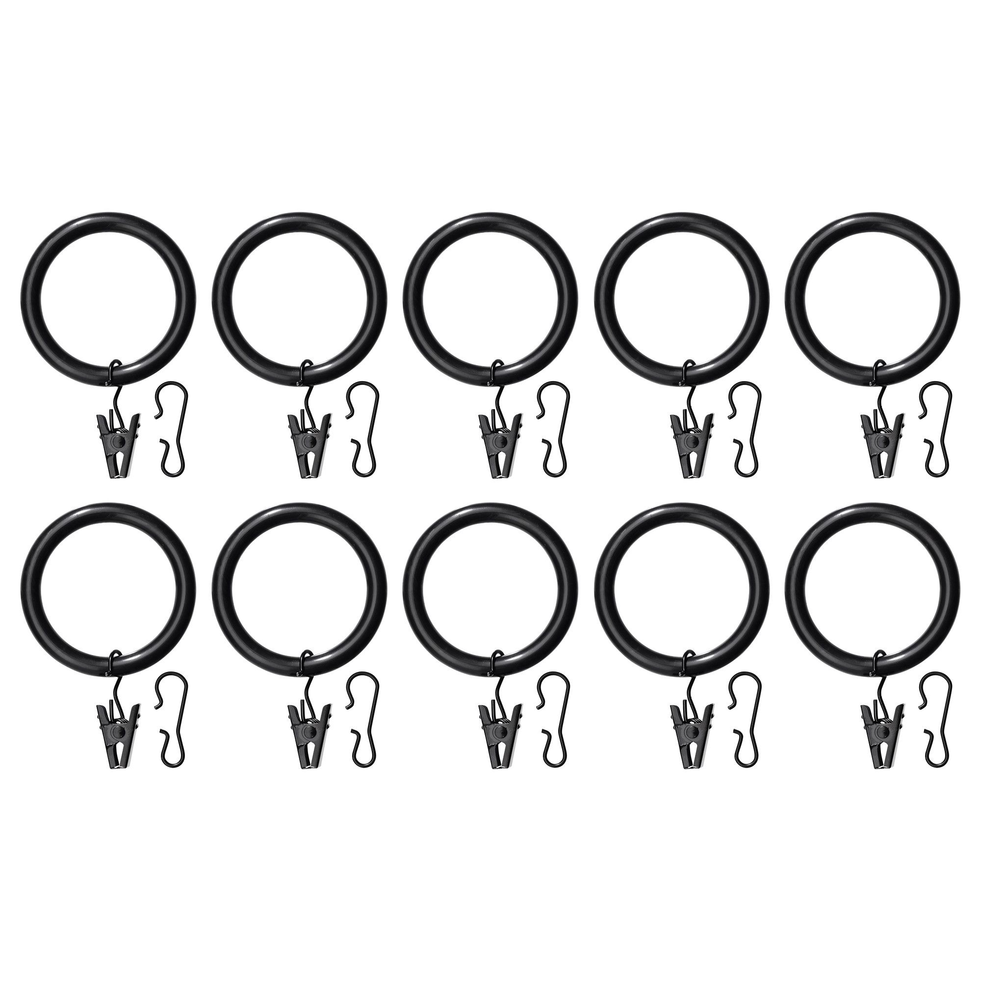 Syrlig Curtain Ring With Clip And Hook Black Ikea Inside Black Curtain Rings (View 10 of 25)