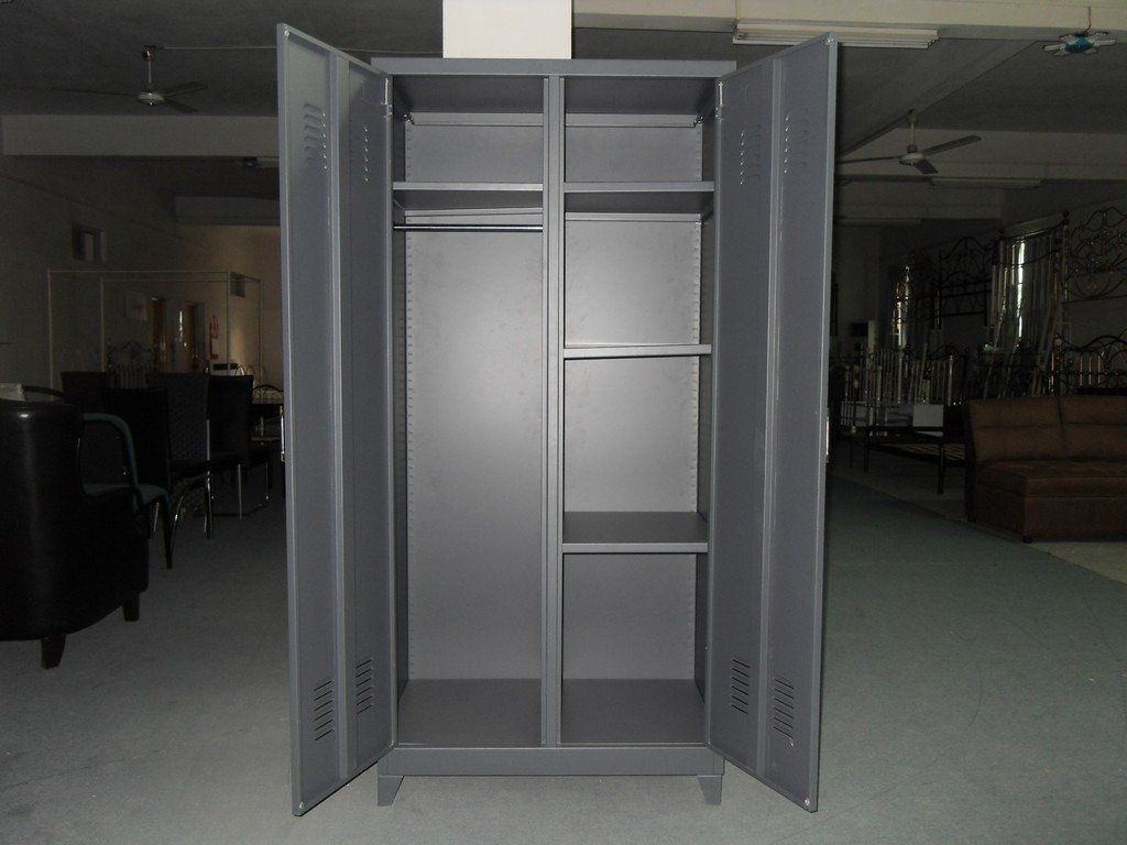 Unassembled Desgin Double Swing Doors Household Steel Wardrobes With Metal Wardrobes (Photo 1 of 25)