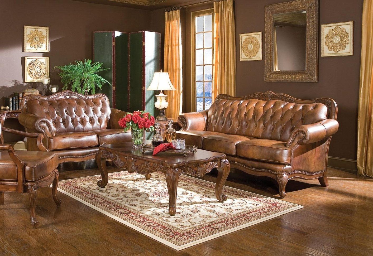 victorian leather sofa set