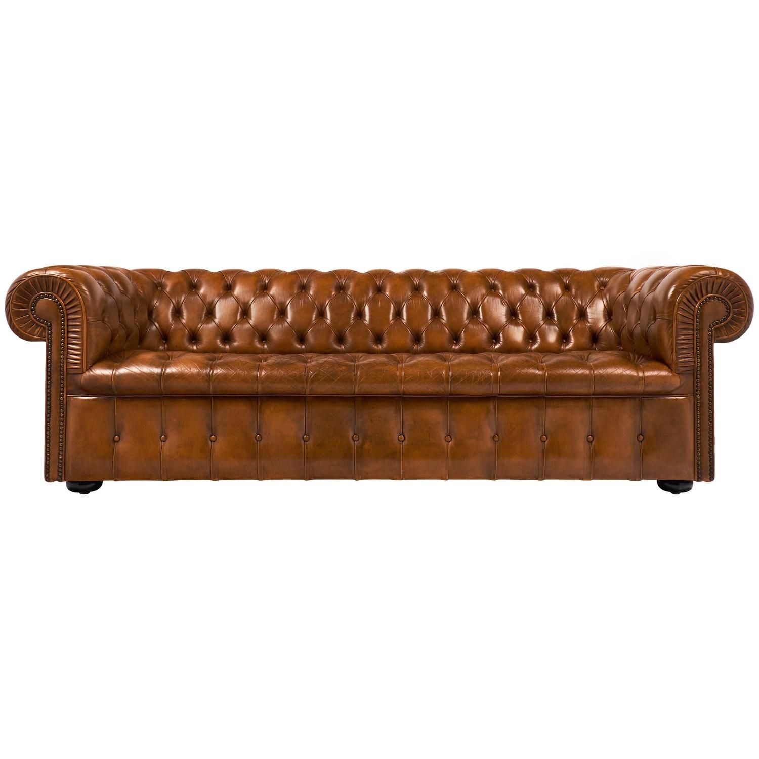 Vintage English Cognac Leather Chesterfield Sofa At 1stdibs With Regard To Vintage Chesterfield Sofas (View 13 of 15)