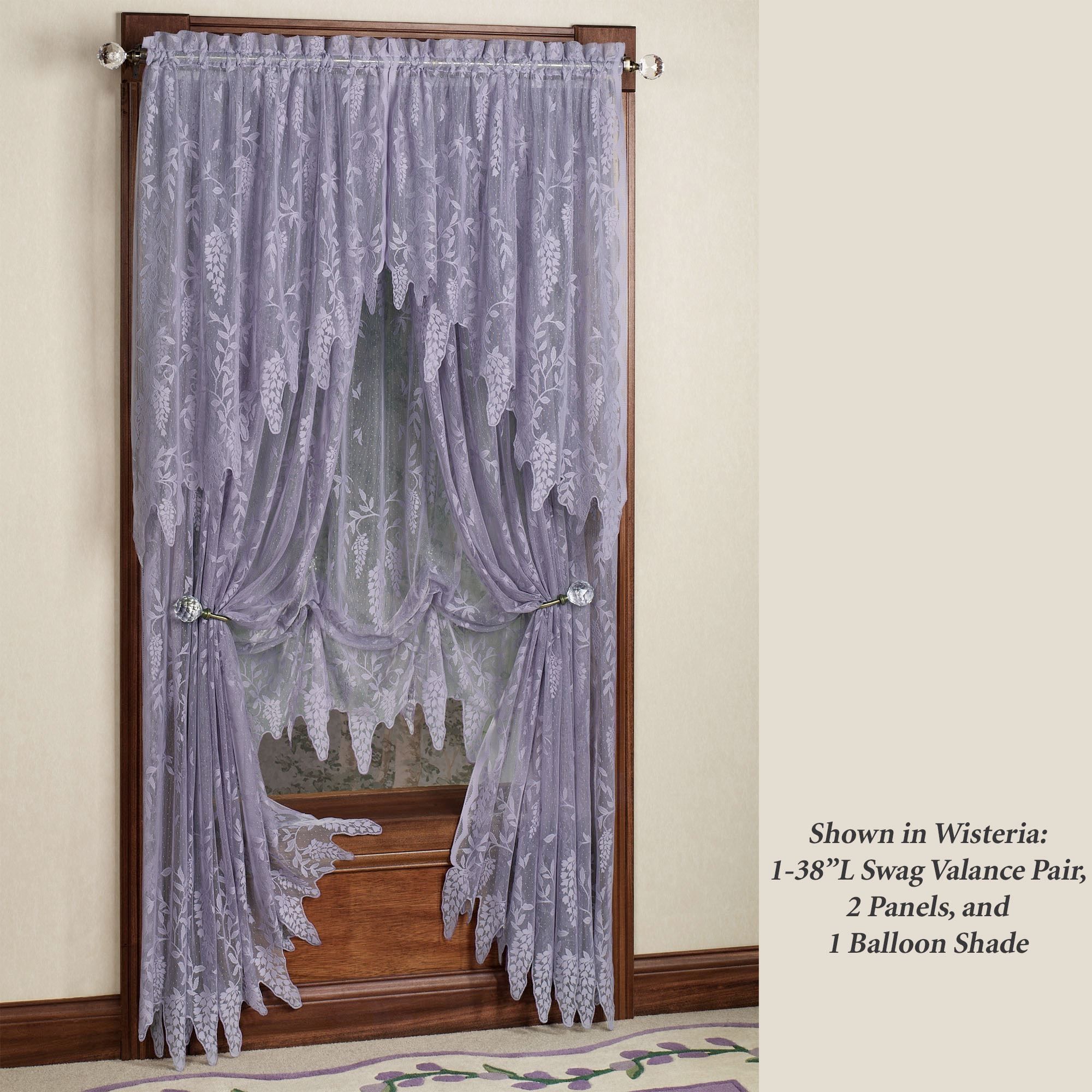 Wisteria Arbor Lace Valances And Curtain Panels Intended For Lace Curtains (Photo 4 of 25)