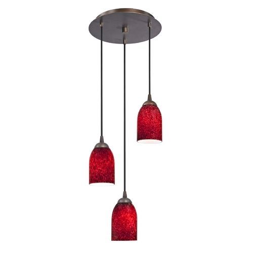 Wonderful Preferred Modern Red Pendant Lighting With Modern Multi Light Pendant Light With Red Glass And 3 Lights  (View 1 of 25)