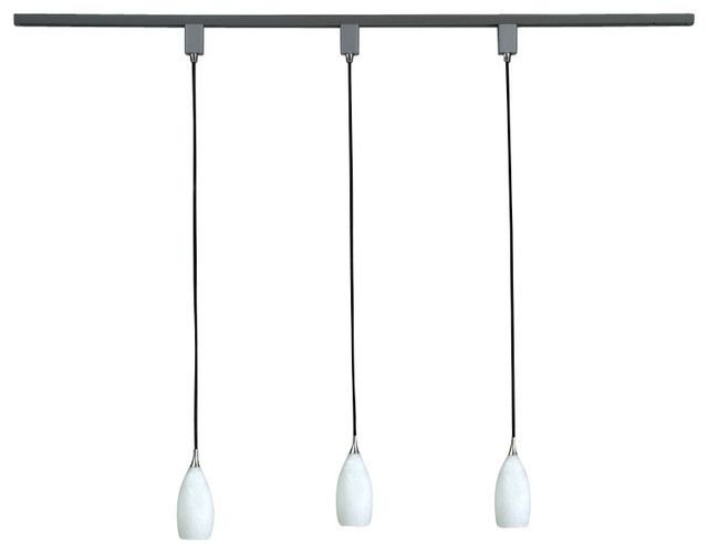 Wonderful Top Track Lighting Pendant Fixtures For Track Pack With 3 White Glass Pendants Brushed Aluminum (Photo 16 of 25)