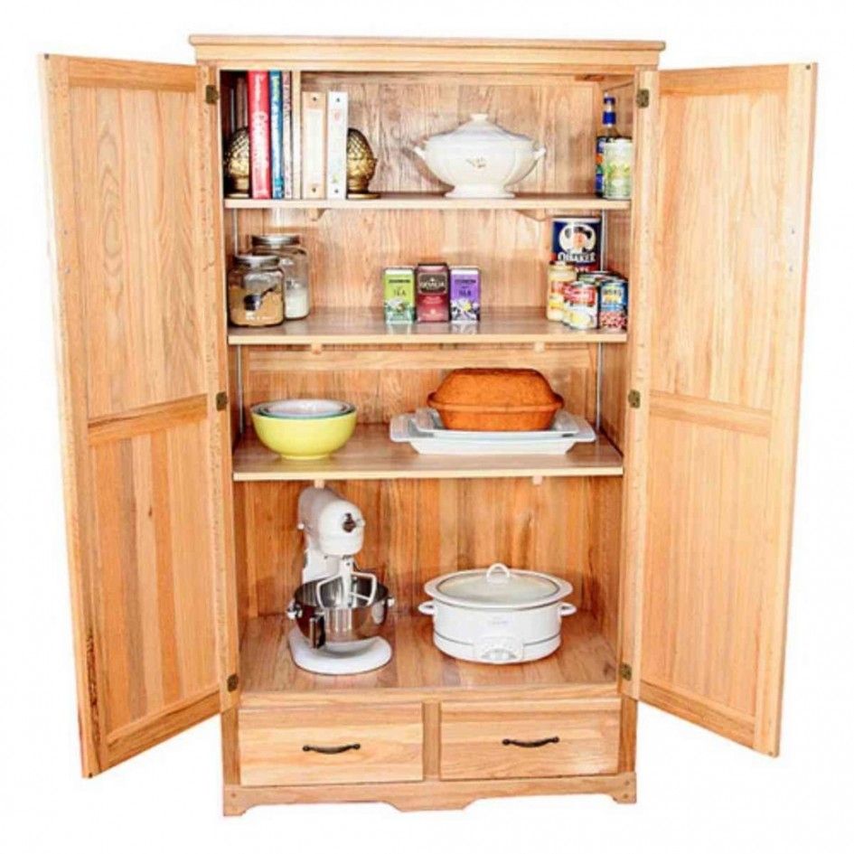 Wood Pantry Cabinet Freestanding Larder Cupboard Wooden Pantry With Regard To Free Standing Kitchen Larder Cupboards (Photo 15 of 25)