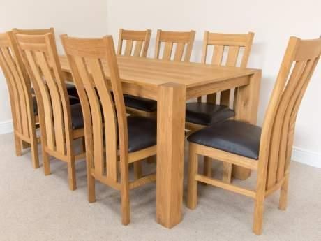 1.8M Cambridge Oak Dining Table 8 Seater Set Brown Leather Chair In Cambridge Dining Tables (Photo 5 of 20)