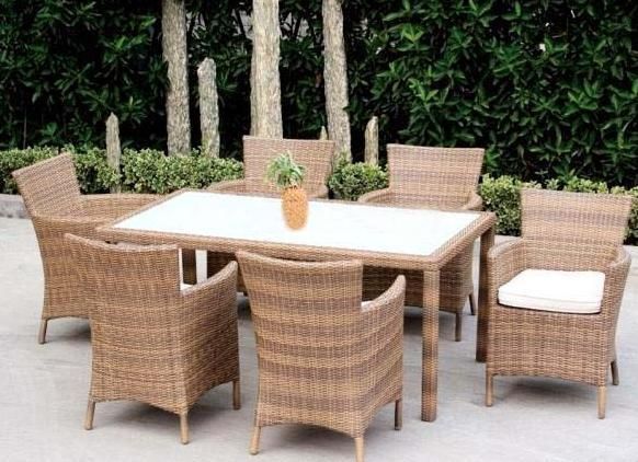 13 Pcs Poly Rattan Dining Set White Glass Grey (View 4 of 20)