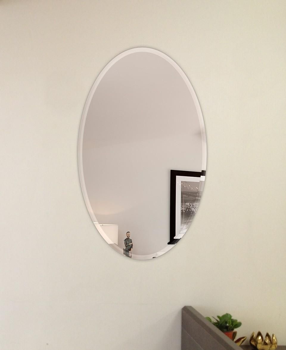 24 X 36 Inch Oval Beveled Polished Frameless Mirror Regarding Frameless Wall Mirrors (View 11 of 20)