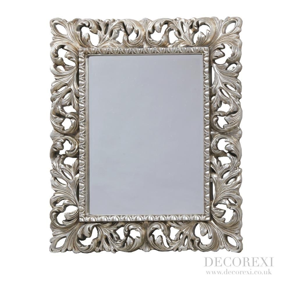 28+ [ Ornate Bathroom Mirrors ] | Grey Wood Ornate Wall Mirror Within Silver Ornate Mirrors (Photo 5 of 20)