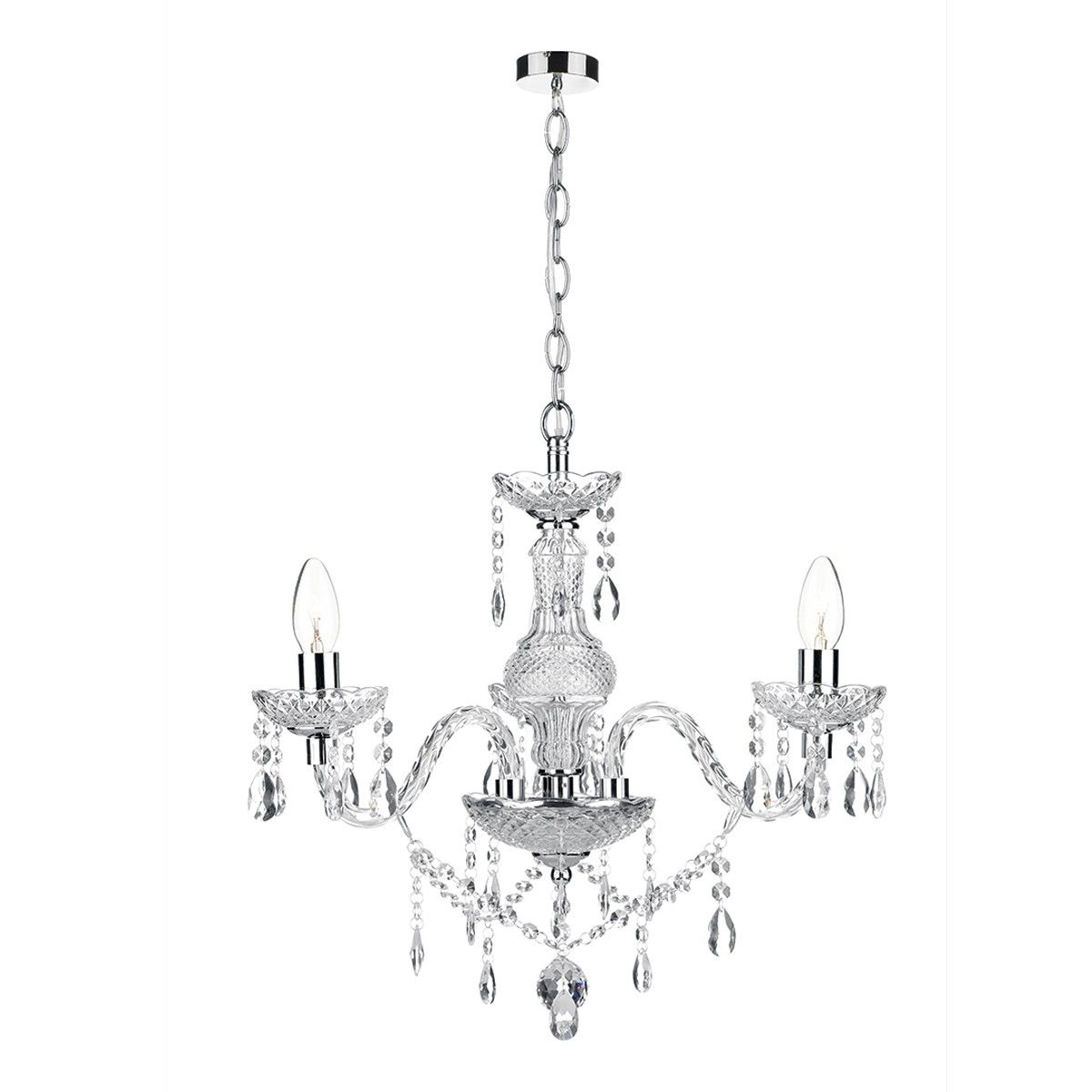 3 Light Chandelier Polished Chrome Acrylic Glass With Acrylic Chandelier Lighting (View 11 of 25)