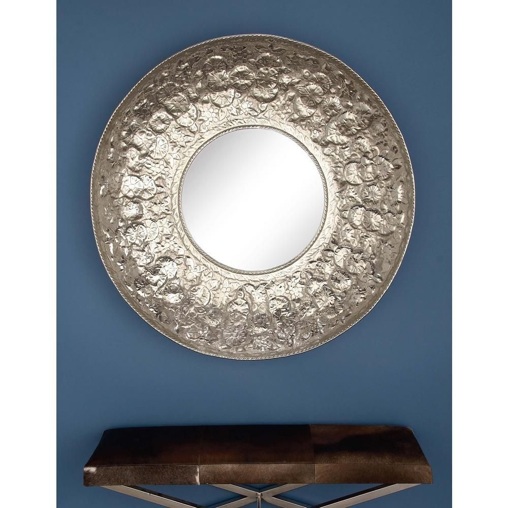 44 In. Hammered Concave Framed Wall Mirror 53941 – The Home Depot In Concave Wall Mirror (Photo 3 of 20)