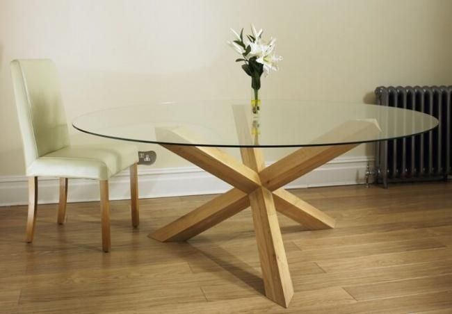 6 Seater Round Glass Dining Table All Products Kitchen Kitchen Regarding Round Glass Dining Tables With Oak Legs (View 6 of 20)