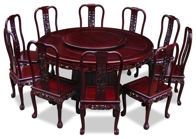 66" Rosewood Imperial Dragon Design Round Dining Table With 10 Intended For Imperial Dining Tables (View 12 of 20)