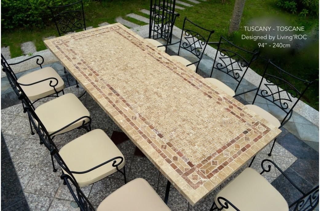 78" Outdoor Patio Dining Table Italian Mosaic Stone Marble – Tuscany Regarding Mosaic Dining Tables For Sale (Photo 8 of 20)