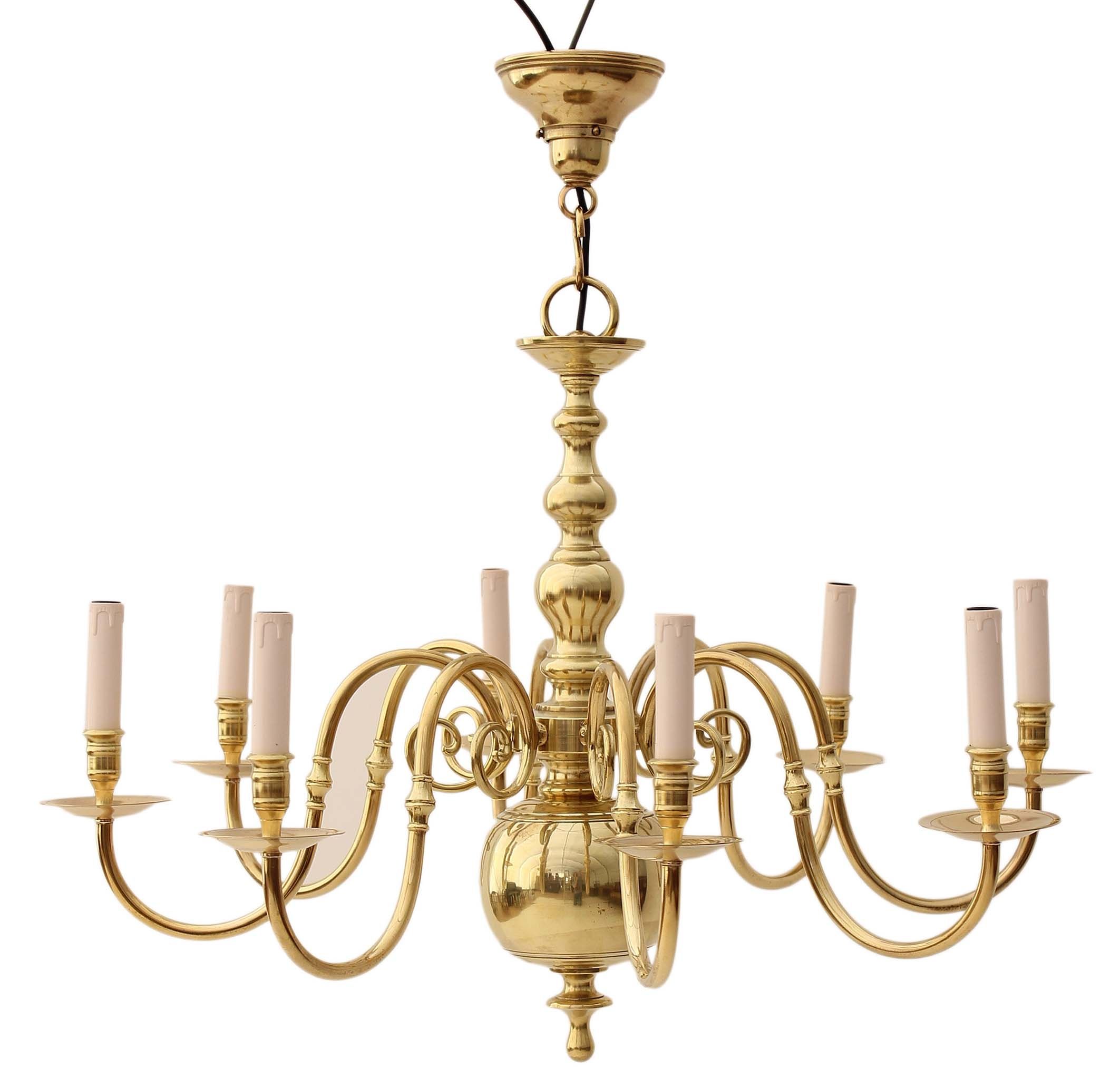 8 Lamp Polished Brass Chandelier Flemish Loveantiques With Flemish Brass Chandeliers (View 23 of 25)