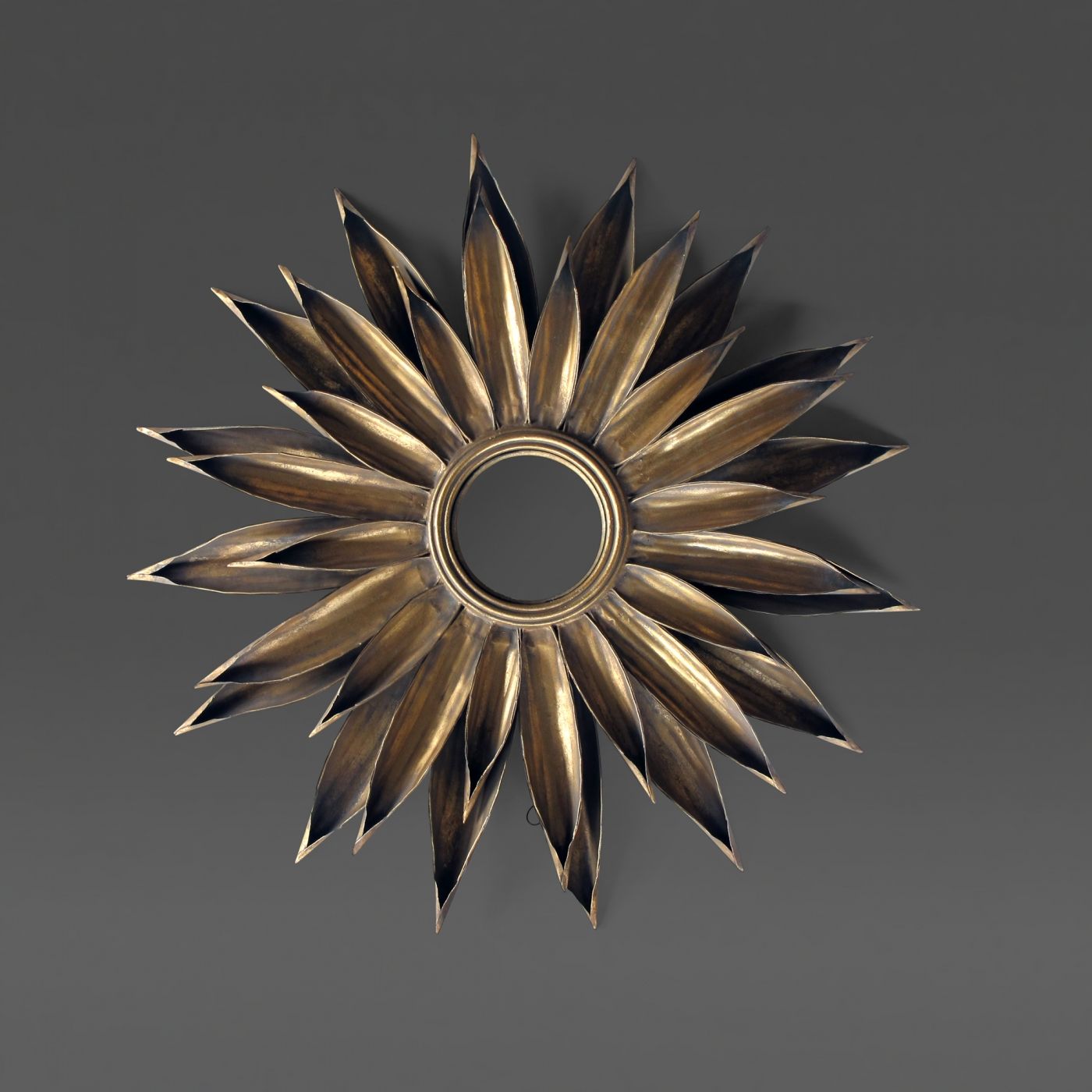 A Large Scaled French 1940's Gilt Tole Foliate Starburst Convex Mirror Throughout Starburst Convex Mirror (View 7 of 20)