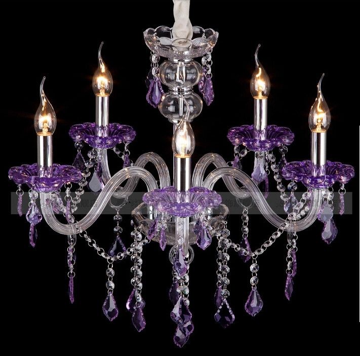 Aliexpress Buy Double Heads Purple Glass Crystal Wall Lamps Pertaining To Purple Crystal Chandeliers (View 14 of 25)