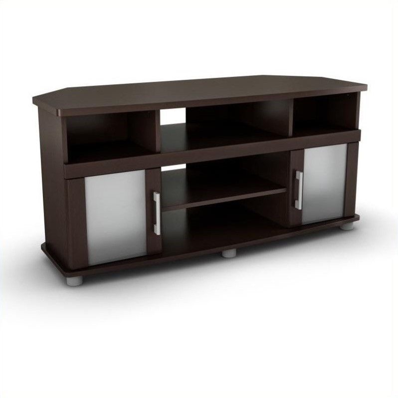 Amazing Brand New TV Stands For Corner With Regard To South Shore City Life Corner Lcd Tv Stand In Chocolate Finish (Photo 50 of 50)