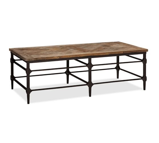 Amazing Fashionable Reclaimed Wood Coffee Tables Pertaining To Parquet Reclaimed Wood Rectangular Coffee Table Pottery Barn (Photo 32 of 50)
