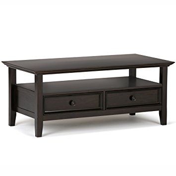 Amazing Latest Dark Brown Coffee Tables Pertaining To Amazon Simpli Home Amherst Coffee Table Dark Brown Kitchen (View 15 of 50)