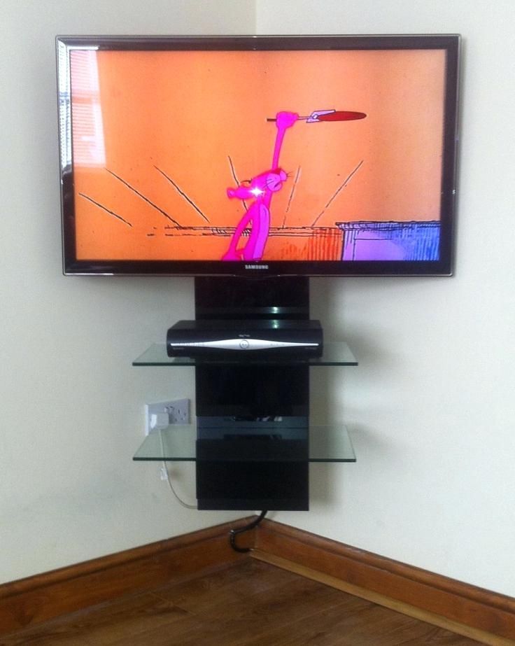 Amazing Latest TV Stands With Bracket Pertaining To Corner Wall Tv Mount With Shelf Ribadolte (View 39 of 50)