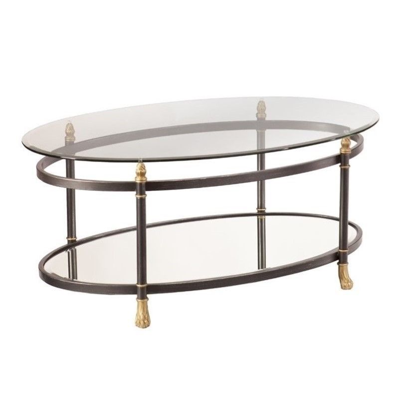 Amazing Popular Oval Glass Coffee Tables In Southern Enterprises Allesandro Oval Glass Coffee Table In Gold (View 47 of 50)