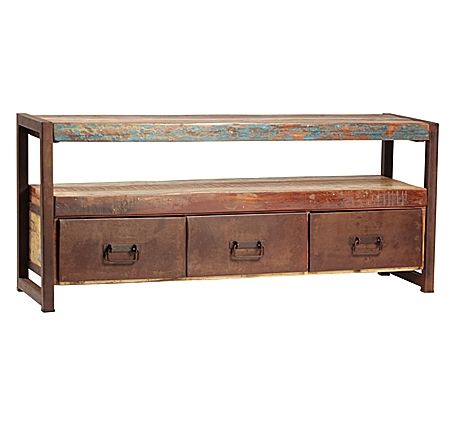 Amazing Variety Of Wood And Metal TV Stands Pertaining To Avila Industrial Reclaimed Wood And Metal Tv Stand With Drawers (View 35 of 50)