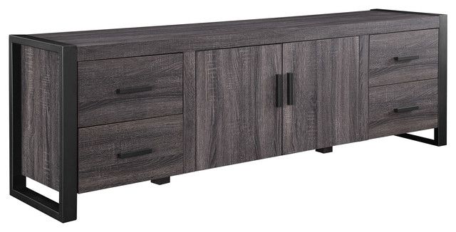 Amazing Widely Used Grey Wood TV Stands Pertaining To 70 Wood Tv Stand Console Transitional Entertainment Centers (View 4 of 50)