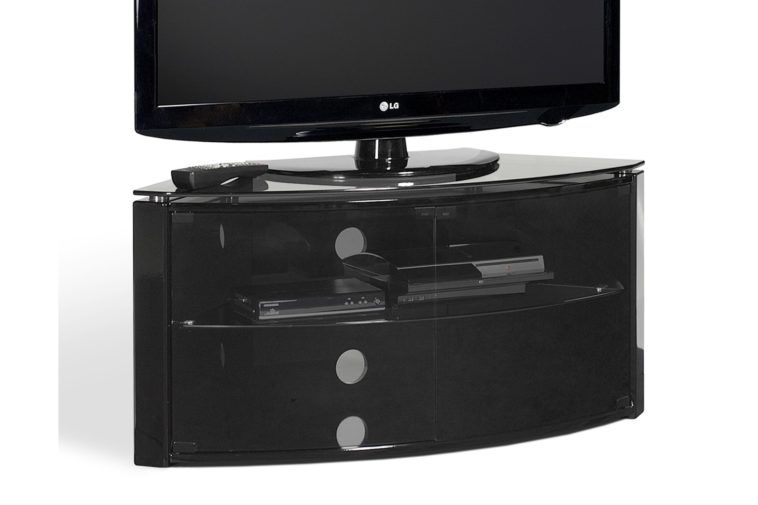 Amazing Widely Used Modern Corner TV Stands In Furniture Black Glossy Wooden Corner Tv Stand With Black Glass (View 26 of 50)