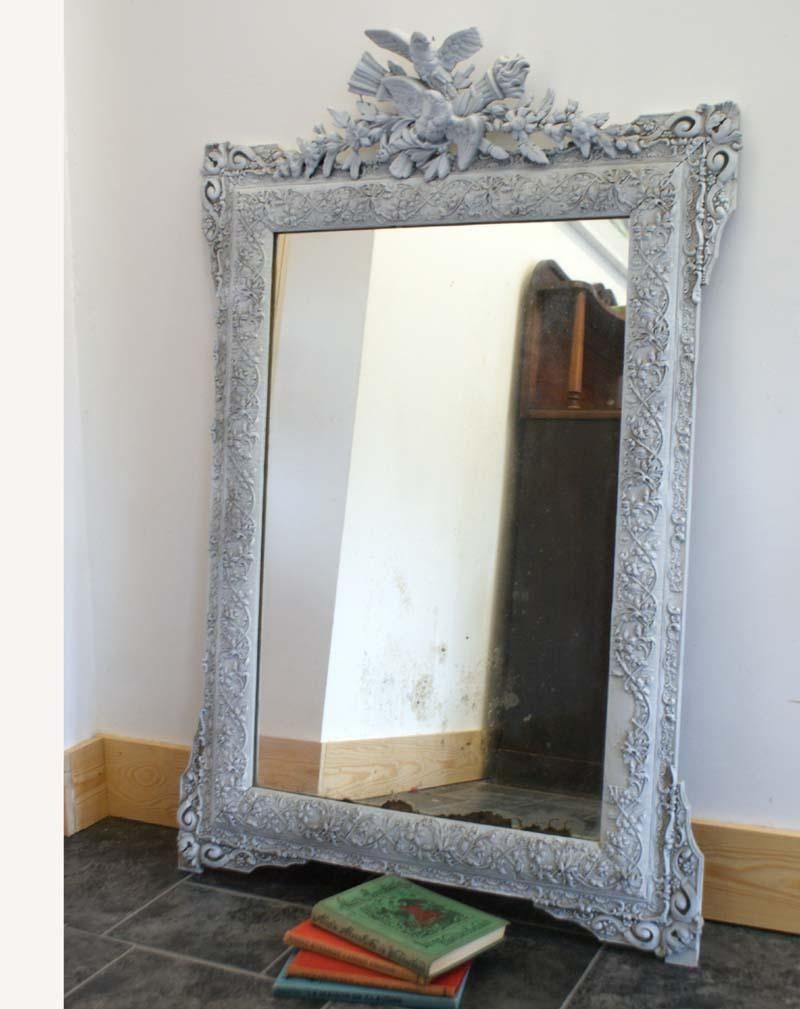 Antique French Mirror Distressed – Shabby Chic Grey Painted Regarding Chic Mirrors (Photo 6 of 20)