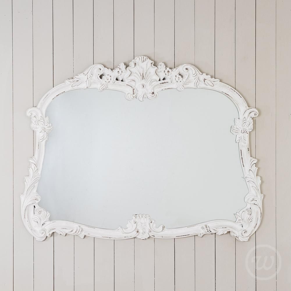 Antique White Ornate Overmantle Mirror Inside White Overmantle Mirror (View 13 of 20)