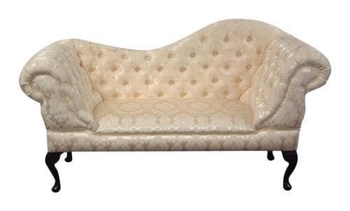 Antoinette Cream Damask Fabric Small Sofa Slipper Sofa With Queen With Antoinette Sofas (View 14 of 20)