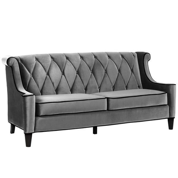 Armen Living Barrister Modern Grey Velvet Sofa – Free Shipping With Regard To Barrister Velvet Sofas (View 5 of 20)