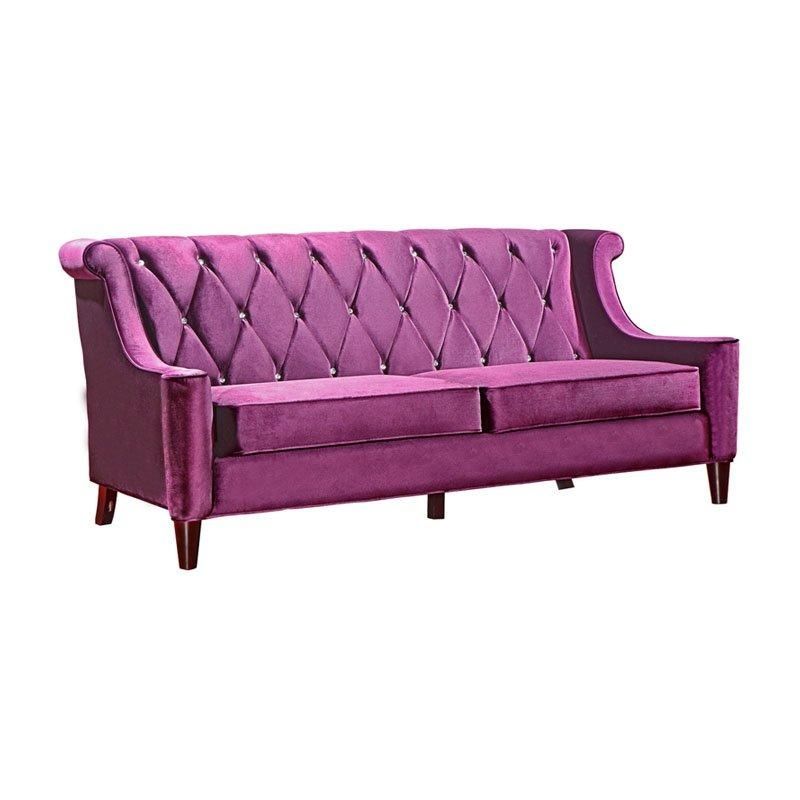 Armen Living Barrister Sofa – Purple Velvet With Crystal Buttons With Barrister Velvet Sofas (Photo 12 of 20)