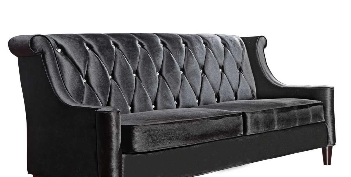 Armen Living Barrister Velvet Sofa – Black Al Lc8443Black At For Barrister Velvet Sofas (Photo 3 of 20)
