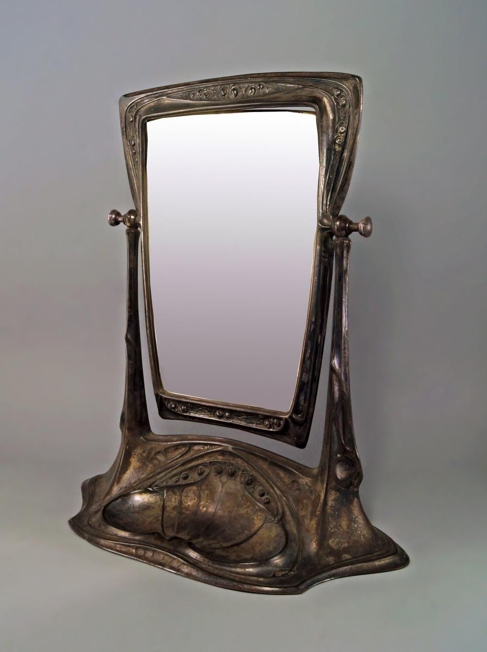 Attributed To J.p Kayser Sohn: A Large Art Nouveau Pewter Dressing Intended For Art Nouveau Dressing Table Mirror (Photo 12 of 20)