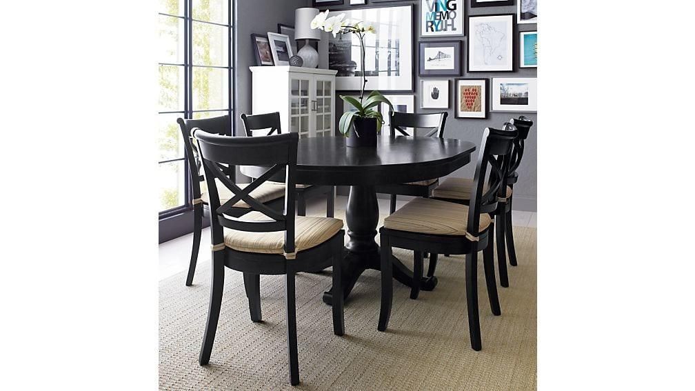 Avalon 45" Black Round Extension Dining Table | Crate And Barrel With Regard To Dark Round Dining Tables (Photo 2 of 20)