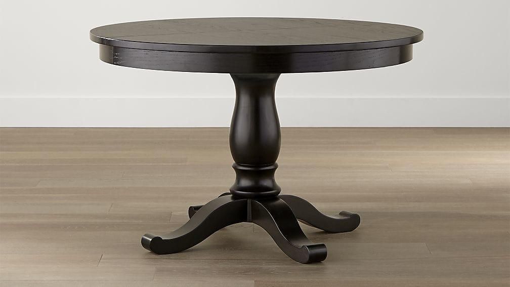 Avalon 45" Black Round Extension Dining Table | Crate And Barrel Within Dark Round Dining Tables (Photo 1 of 20)