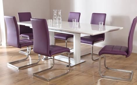 Avon White High Gloss Extending Dining Table With 6 Perth White For Extendable Dining Table And 6 Chairs (View 20 of 20)