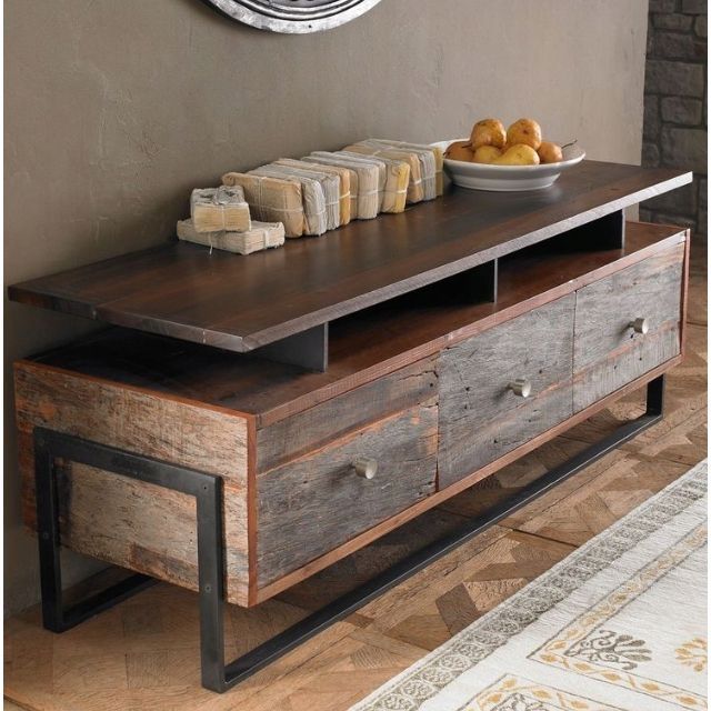 Awesome Famous Rustic Coffee Table And TV Stands Regarding Best 20 Industrial Tv Stand Ideas On Pinterest Industrial Media (Photo 11 of 50)