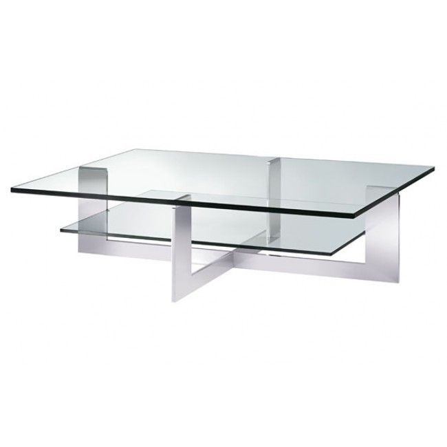 Awesome High Quality Glass Chrome Coffee Tables Within Coffee Table Astounding Rectangular Glass Coffee Table With Shelf (Photo 3 of 40)