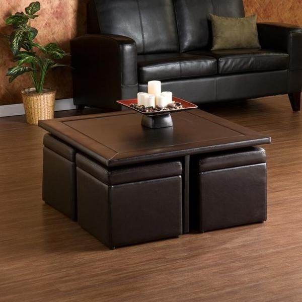 40 Brown Leather Ottoman Coffee Tables With Storages