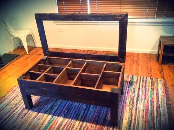 Awesome New Glass Top Storage Coffee Tables Inside Diy Pallet Coffee Table With Glass Top (View 12 of 50)