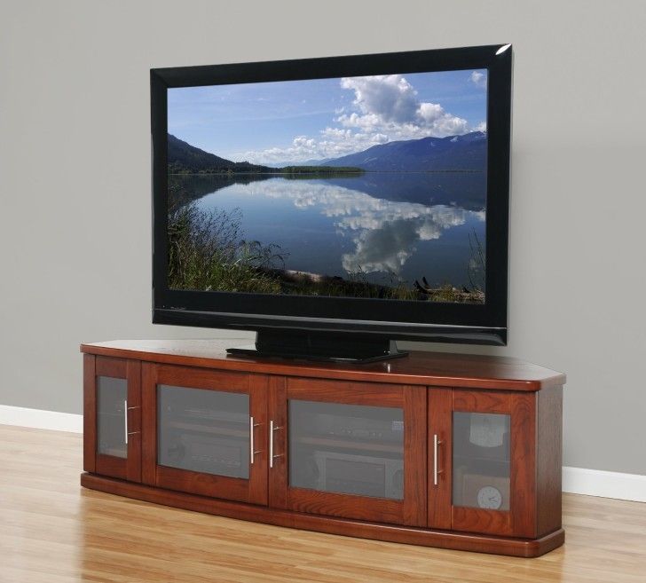 Awesome New Light Cherry TV Stands With Regard To Light Brown Wooden Tv Stand With Long Shelf On The Top Plus (View 17 of 50)