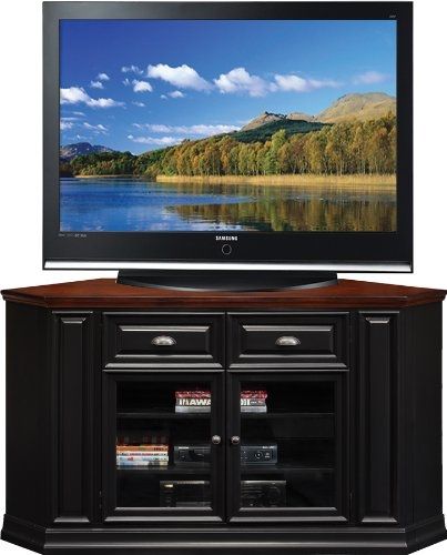 Awesome Premium Black Wood Corner TV Stands Pertaining To Amazon Leick Furniture 62 Inch Corner Tv Stand Black Rub (View 50 of 50)